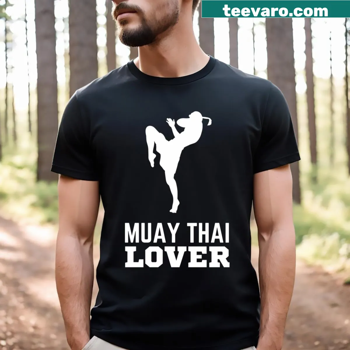 Illustrated T-shirt celebrating Muay Thai with dynamic graphic — on a men's t-shirt