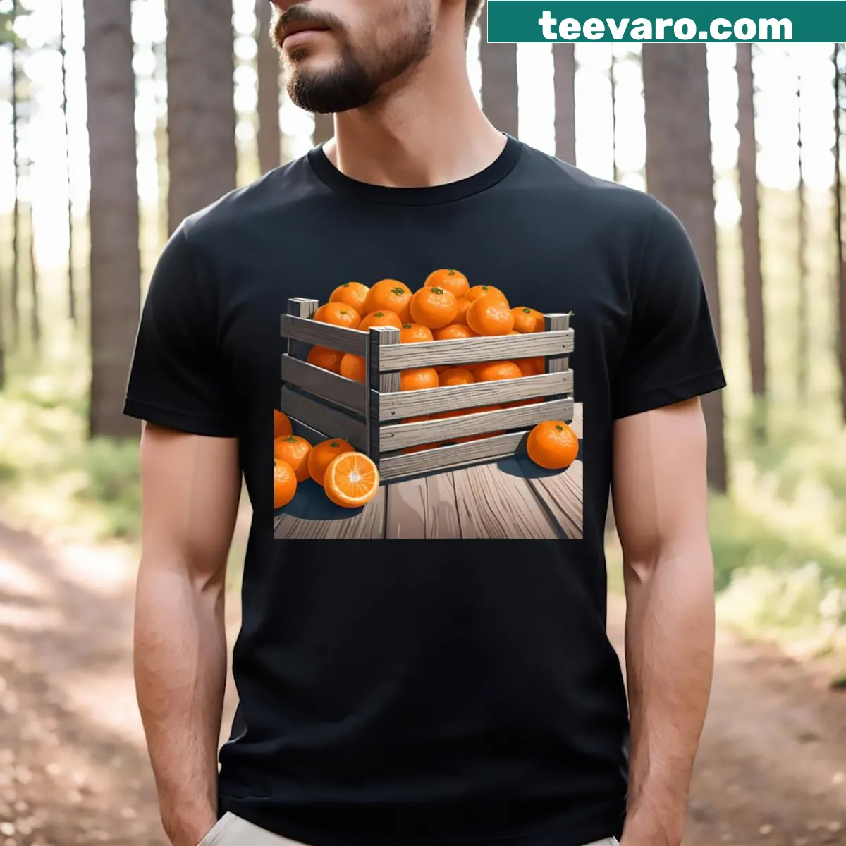 Charming mandarin graphic harvest t-shirt — on a men's t-shirt