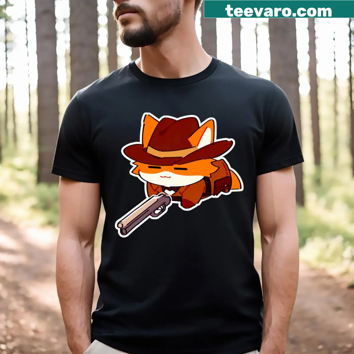 Playful T-shirt with a cartoon cat design. — on a men's t-shirt