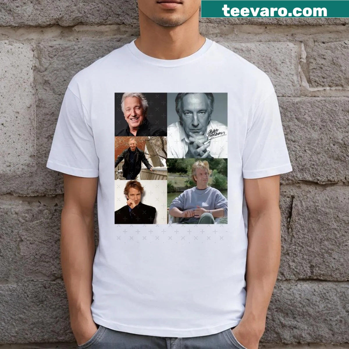 Graphic of Alan Rickman's signature on a T-shirt — on a men's t-shirt
