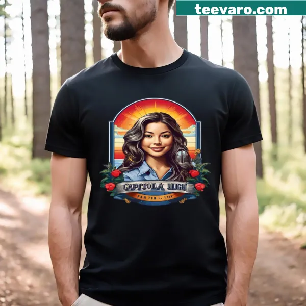 Coastal-themed Capitola T-shirt with beach scenery