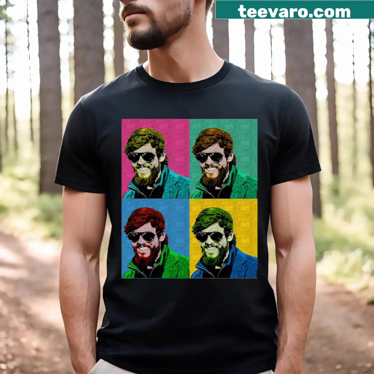 Pop art style T-shirt featuring Chris Janson tribute — on a men's t-shirt