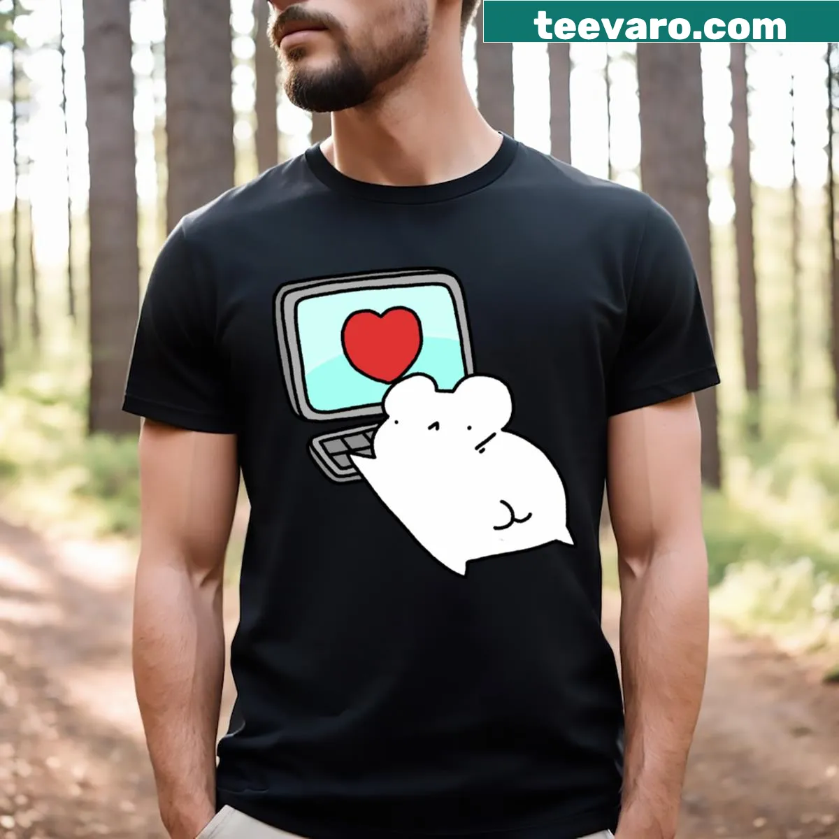 Heart made of circuit patterns on a Computer Love t-shirt — on a men's t-shirt