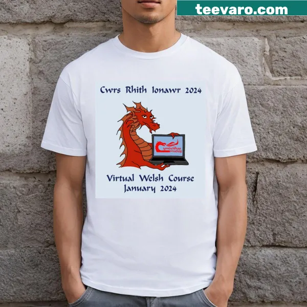 Cymdeithas Madog Cwrs January 2024 t-shirt featuring event-themed text.