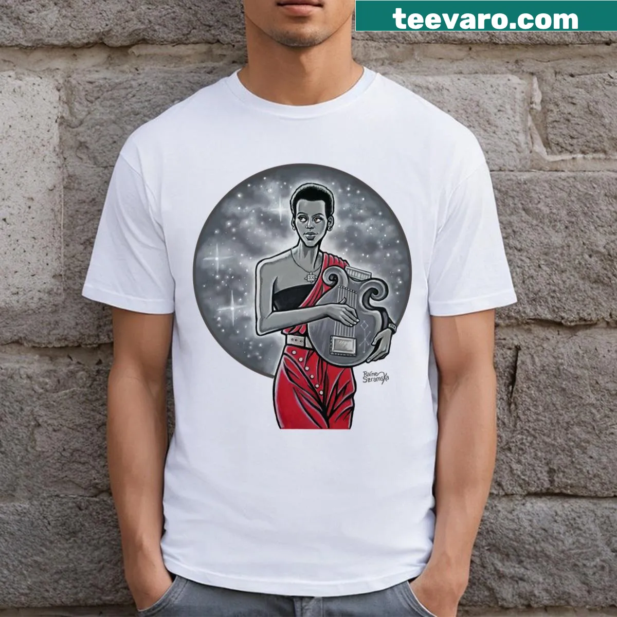Illustrated T-shirt featuring Dayna Blake from Blake's 7 — on a men's t-shirt