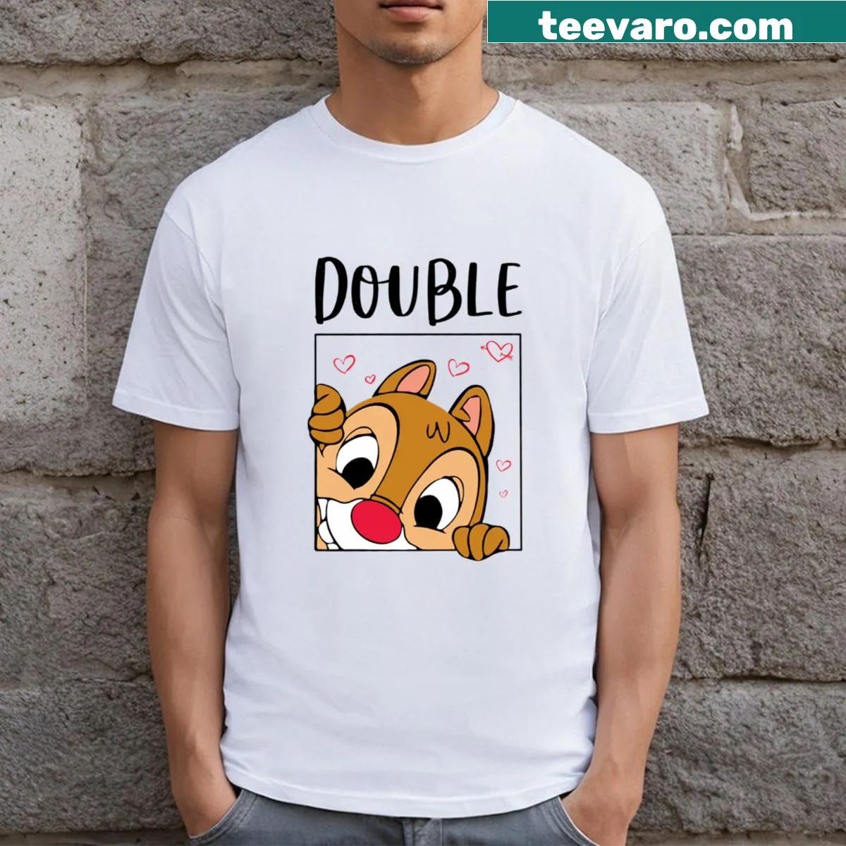 Cute chipmunks illustration on a couple's Valentine's Day T-shirt — on a men's t-shirt