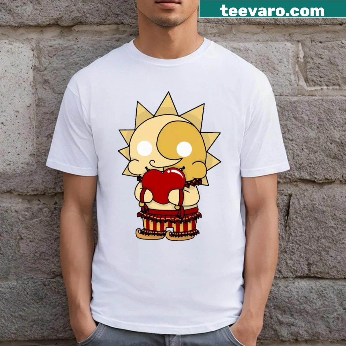Cute chibi graphic of Sundrop from FNAF Security Breach for Valentine's — on a men's t-shirt