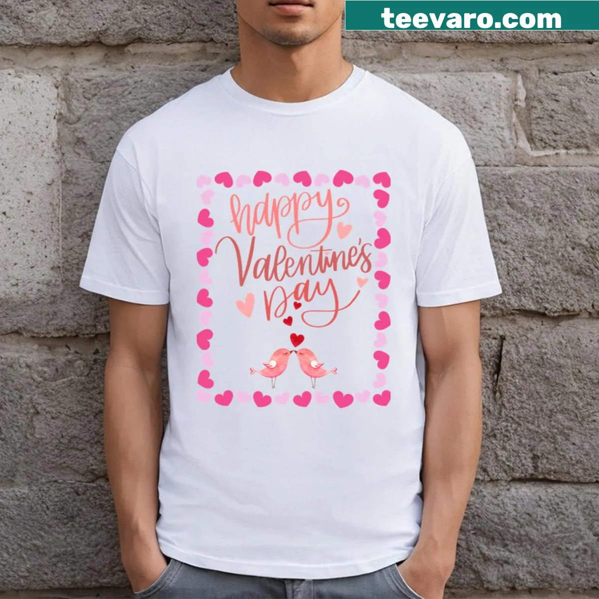 Cute Valentine's Day t-shirt with charming graphics celebrating love — on a men's t-shirt