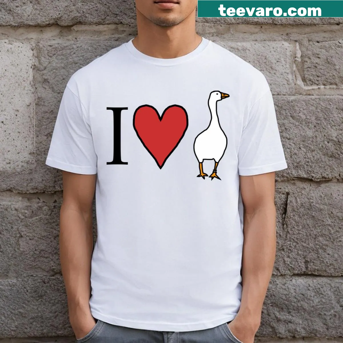 T-shirt with 'I Love My Goose' text for Valentine's Day — on a men's t-shirt