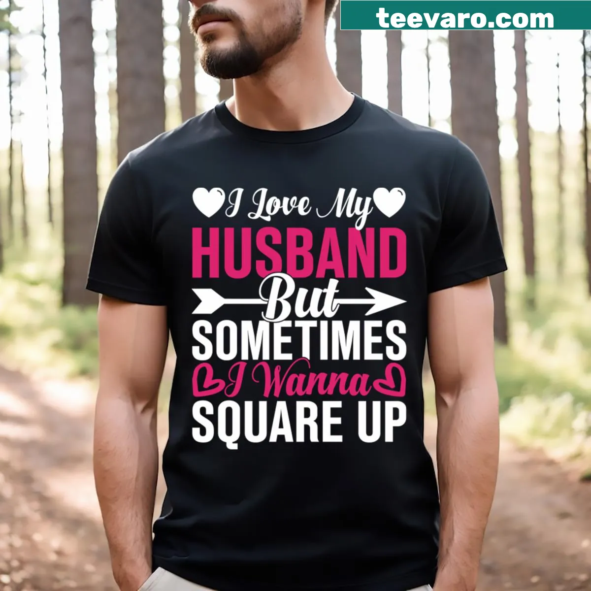 T-shirt with humorous 'I Love My Husband' saying — on a men's t-shirt