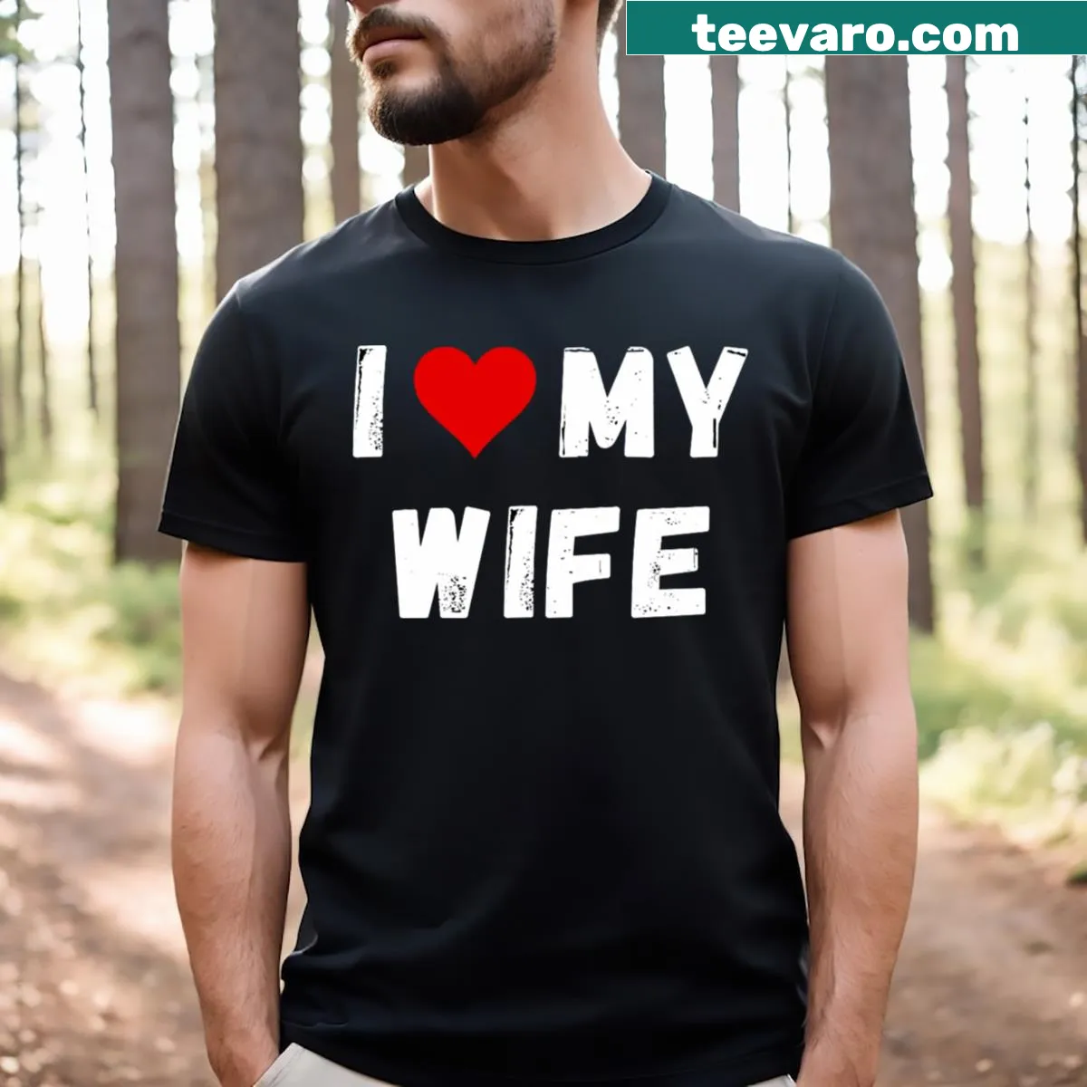 T-shirt with 'I Love My Wife' and heart graphic — on a men's t-shirt