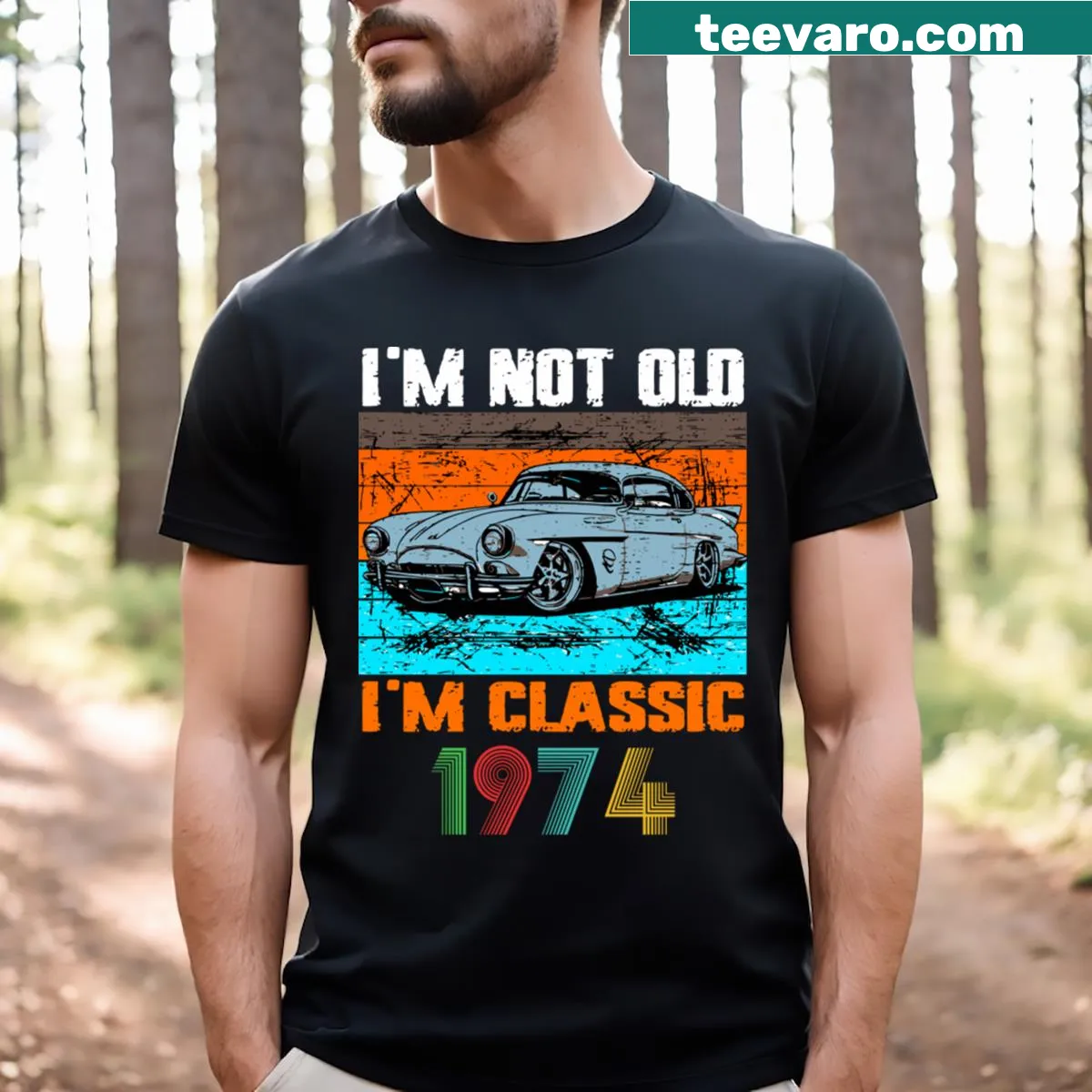 Vintage-themed birthday t-shirt celebrating turning 50 — on a men's t-shirt