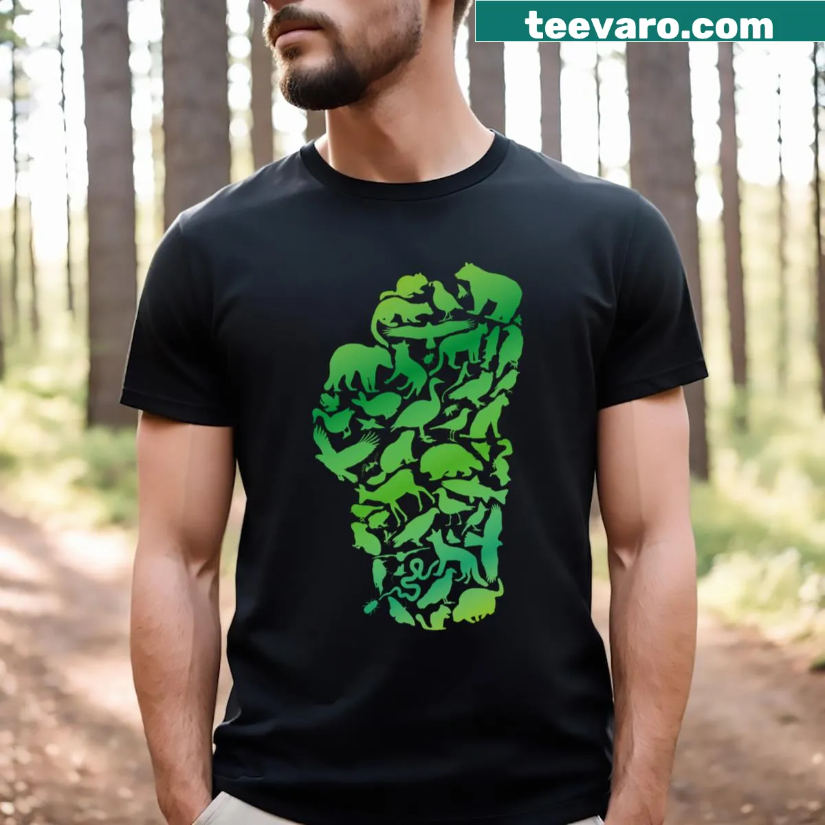 Illustrative design of Lake Tahoe creatures — on a men's t-shirt