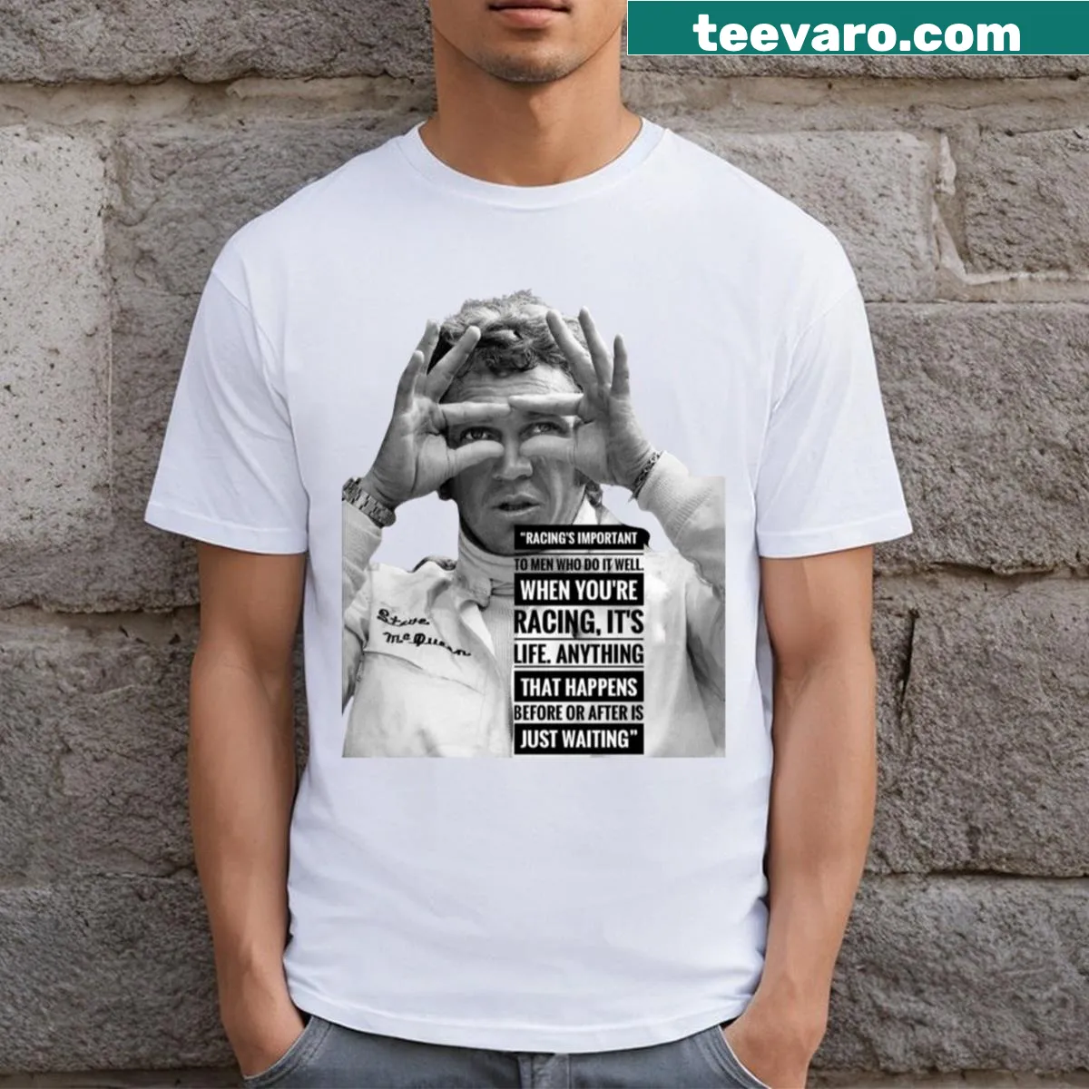 T-shirt featuring the phrase Le Mans Racing It's Life — on a men's t-shirt