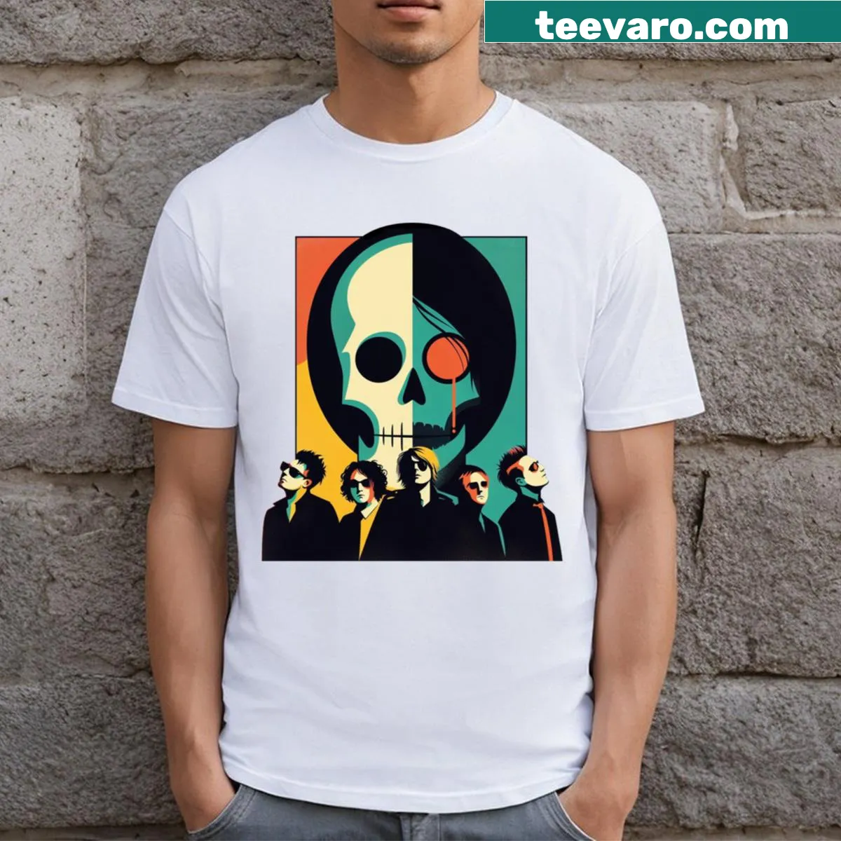 My Chemical Romance t-shirt with pop art band design — on a men's t-shirt