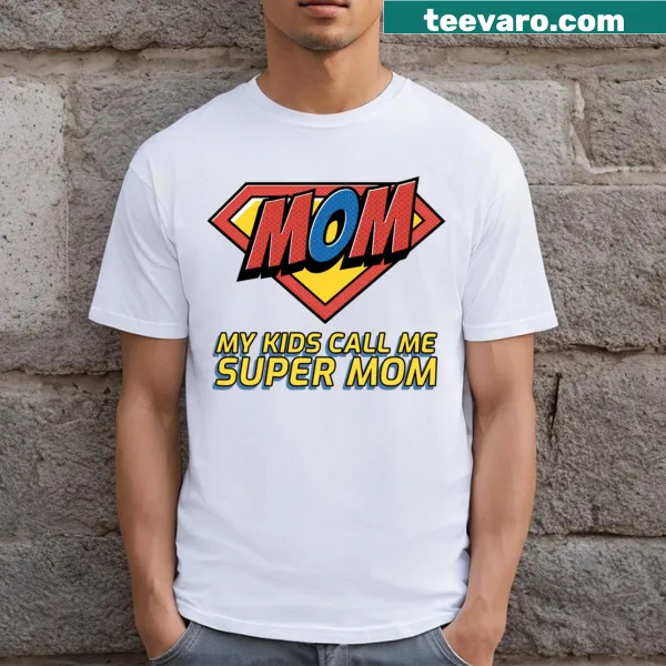 Super Mom graphic with playful text celebrating motherhood