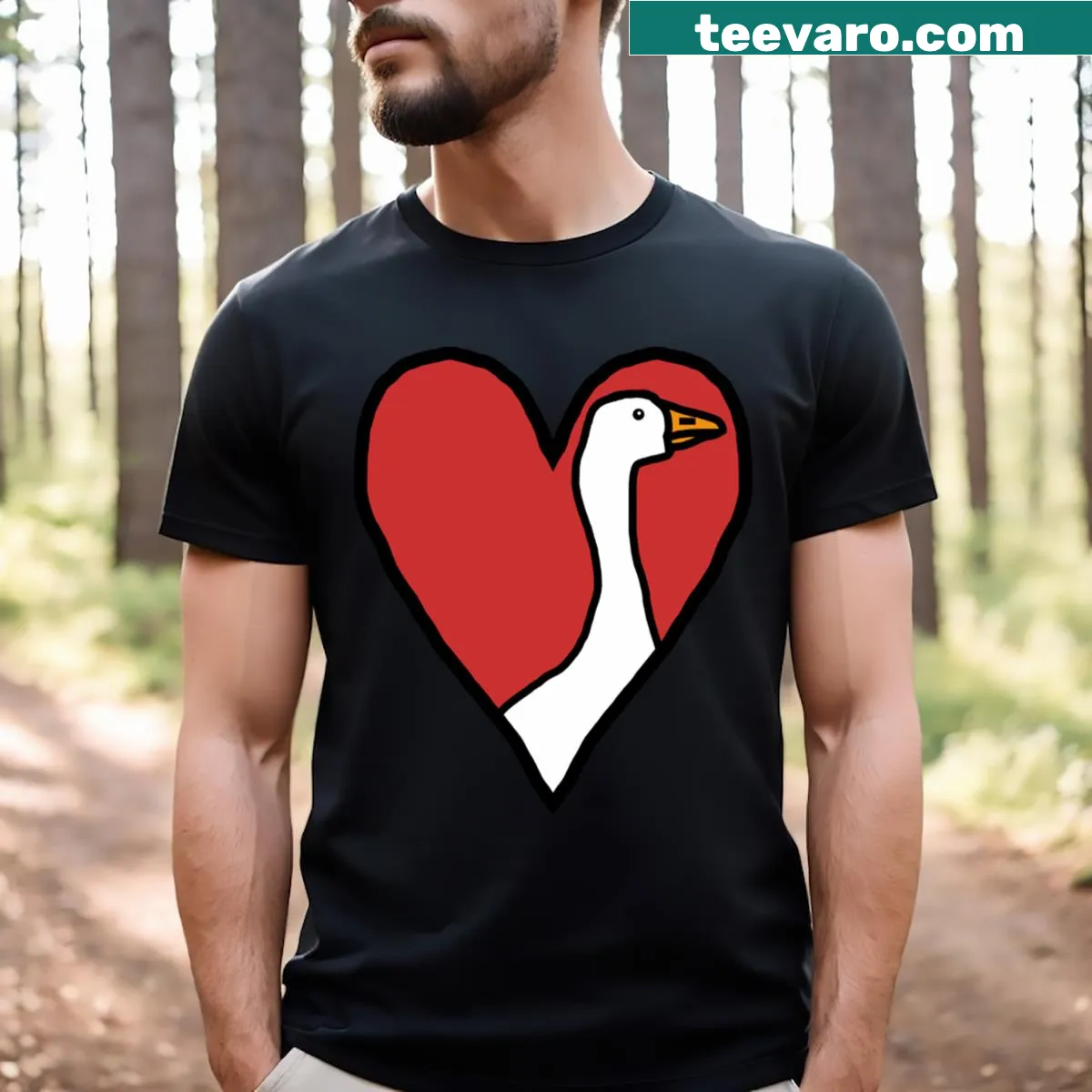 Cute My Small Goose Valentine t-shirt featuring a small goose — on a men's t-shirt