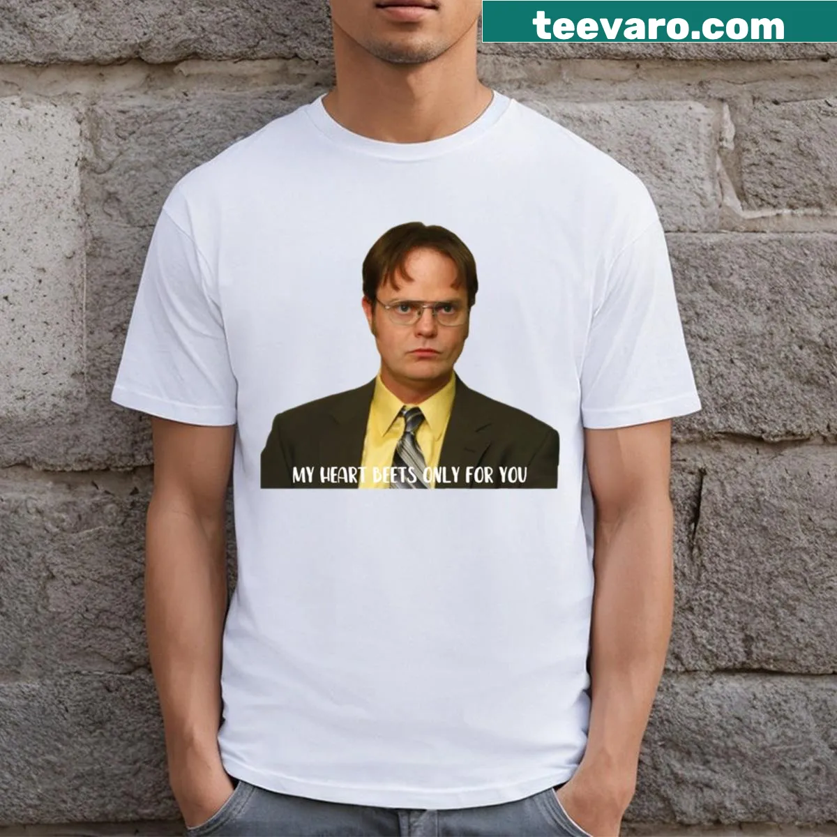 Fun Dwight Schrute inspired illustration on a t-shirt — on a men's t-shirt