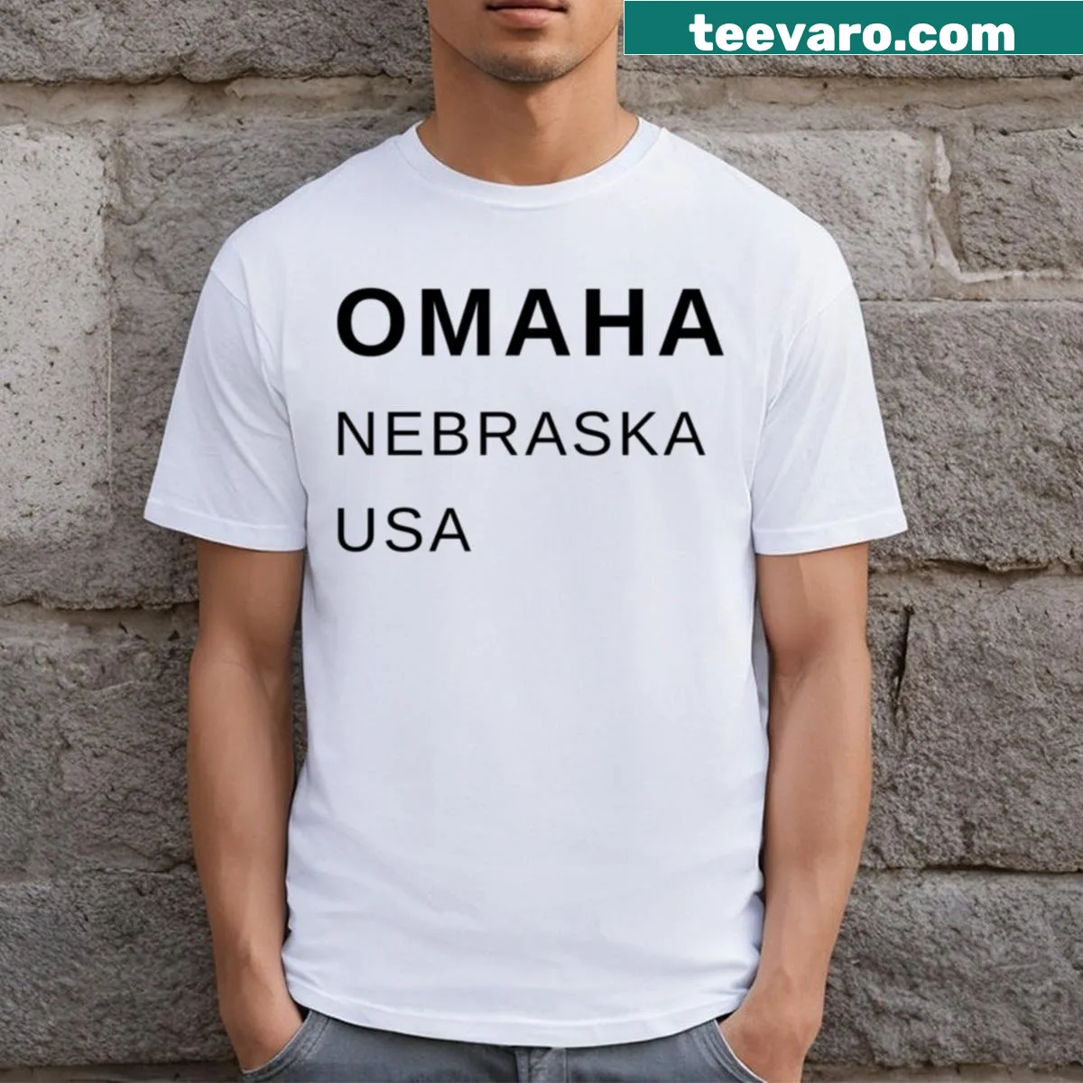 Simple Omaha T-shirt honoring the city's culture — on a men's t-shirt