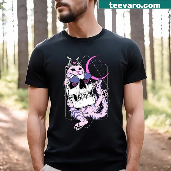 Cute cartoon Baphokitten design on a T-shirt