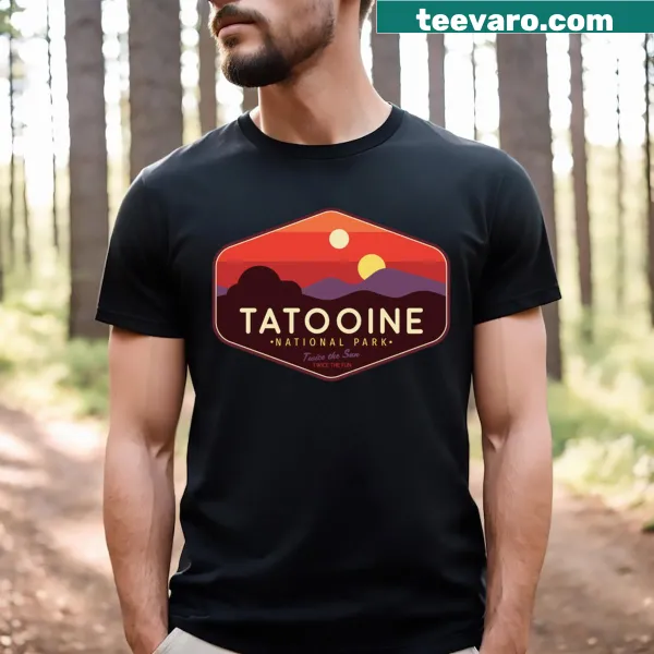 Humorous T-shirt featuring Tatooine National Park graphic