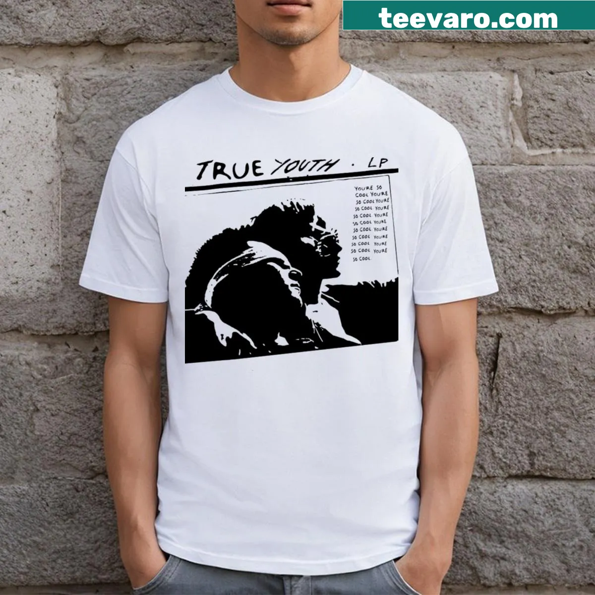 Youth T-shirt with dynamic sports-inspired graphics for kids. — on a men's t-shirt