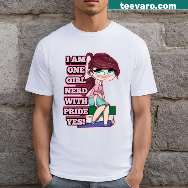 Pop Culture Nerd Girl t-shirt with playful illustrations