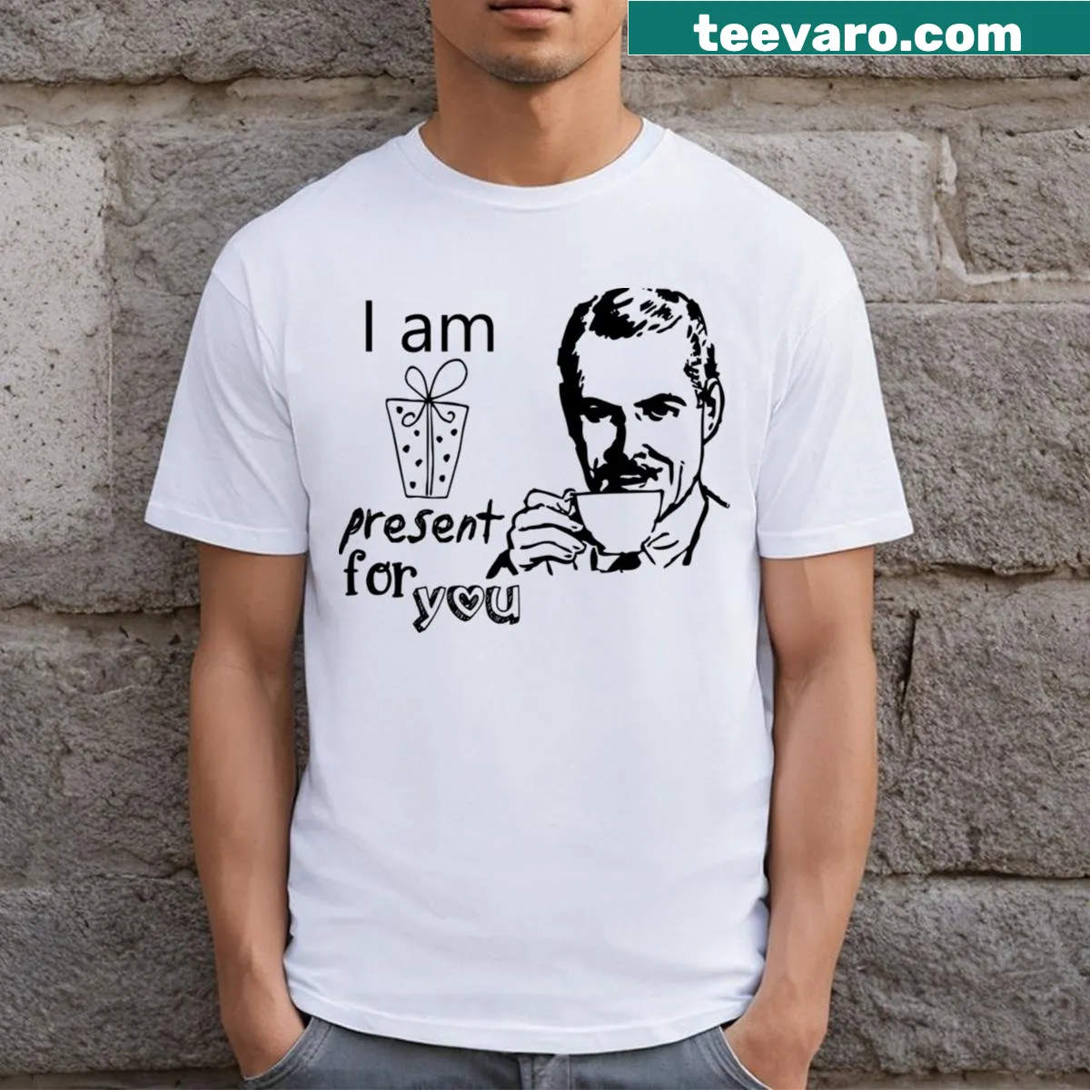 Inspirational mindfulness text design for Valentine's Day — on a men's t-shirt