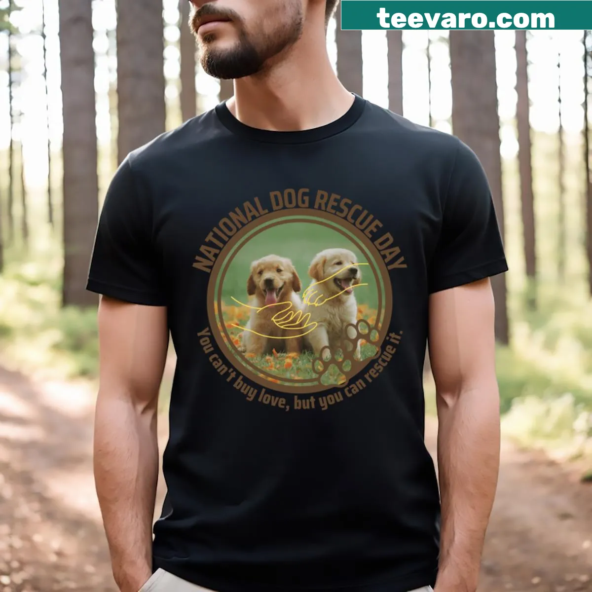 Cute dog surrounded by hearts for Valentine’s Day — on a men's t-shirt