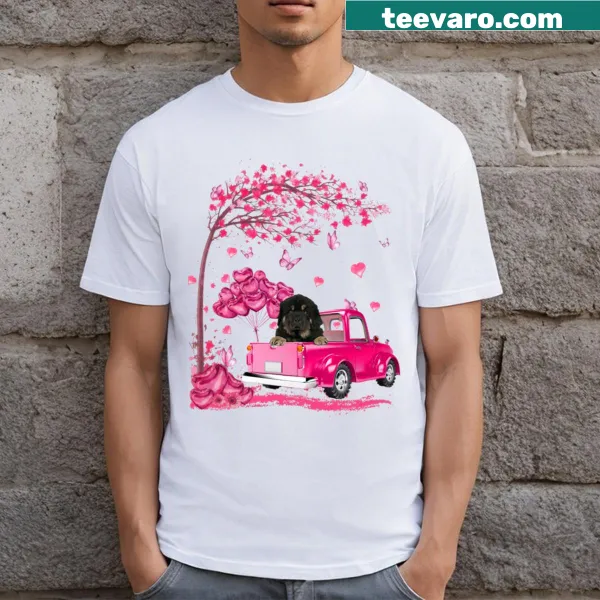 Pickup truck with Tibetan Mastiff illustration for Valentine's Day
