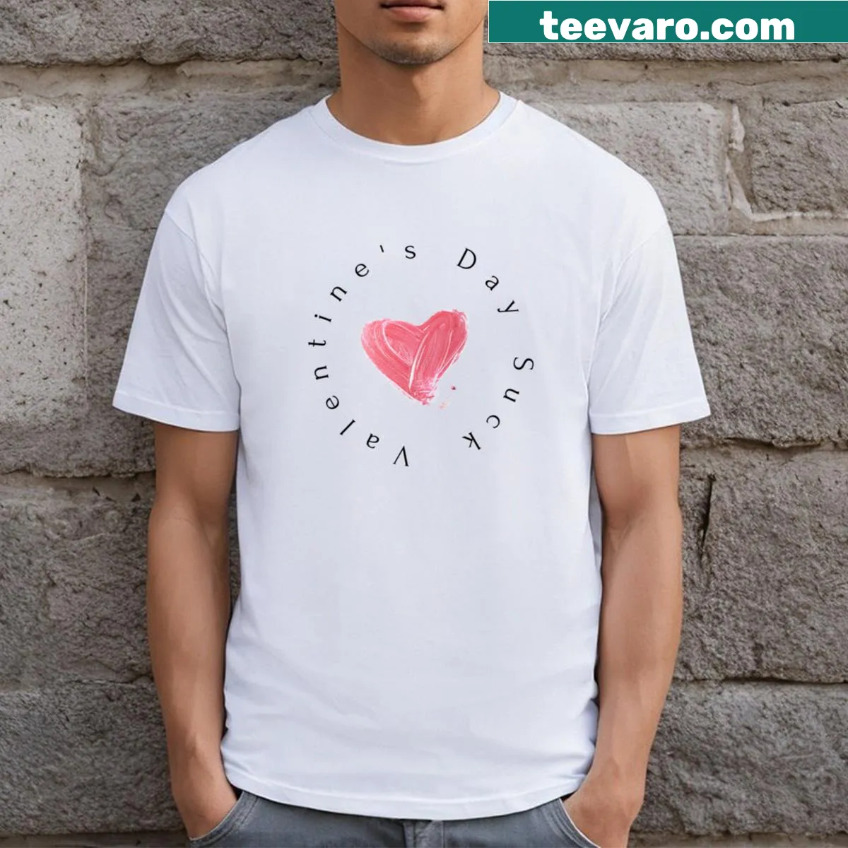 Edgy typography t-shirt with a Valentine's Day theme — on a men's t-shirt