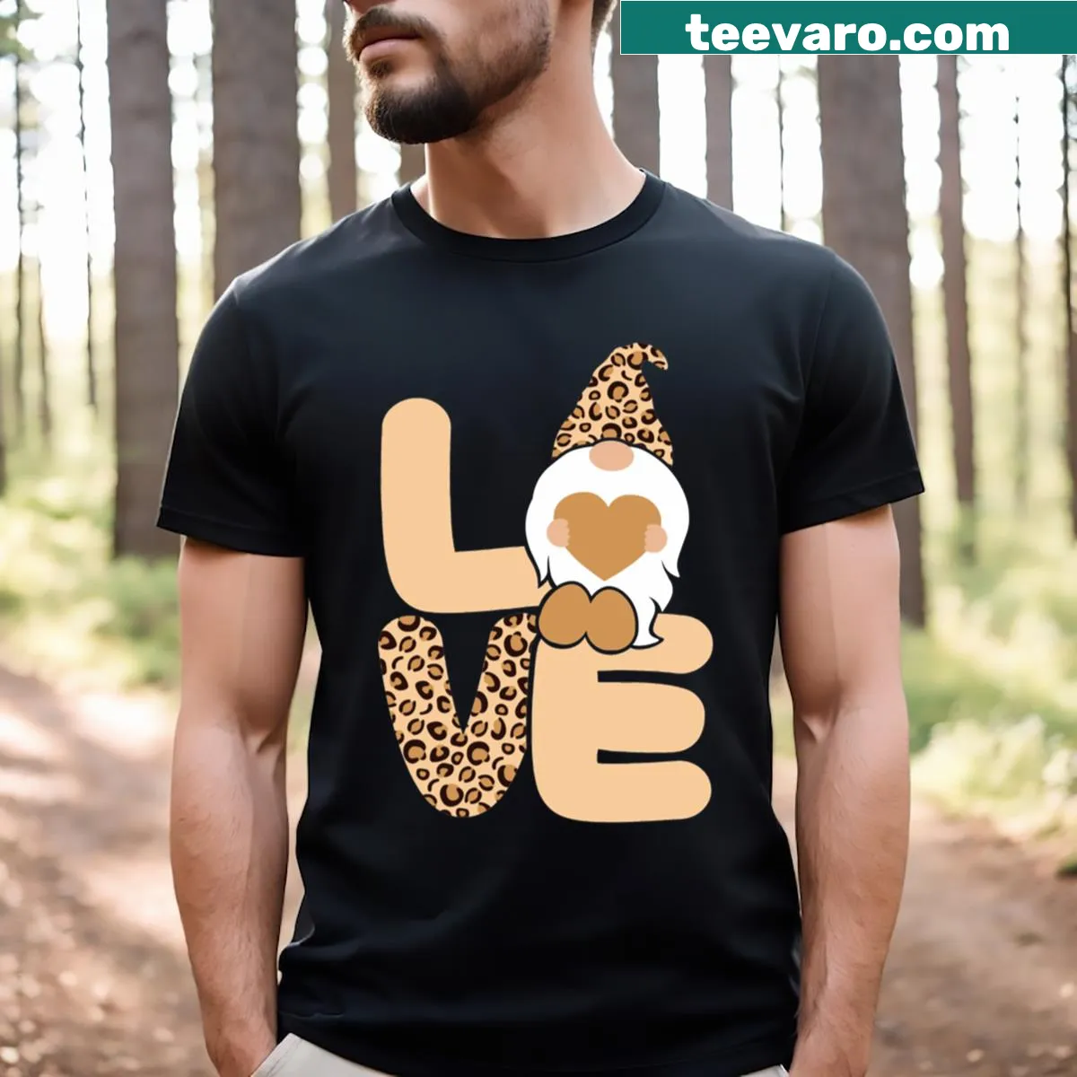Cute gnomes in love illustrated on Valentine's Day t-shirt — on a men's t-shirt