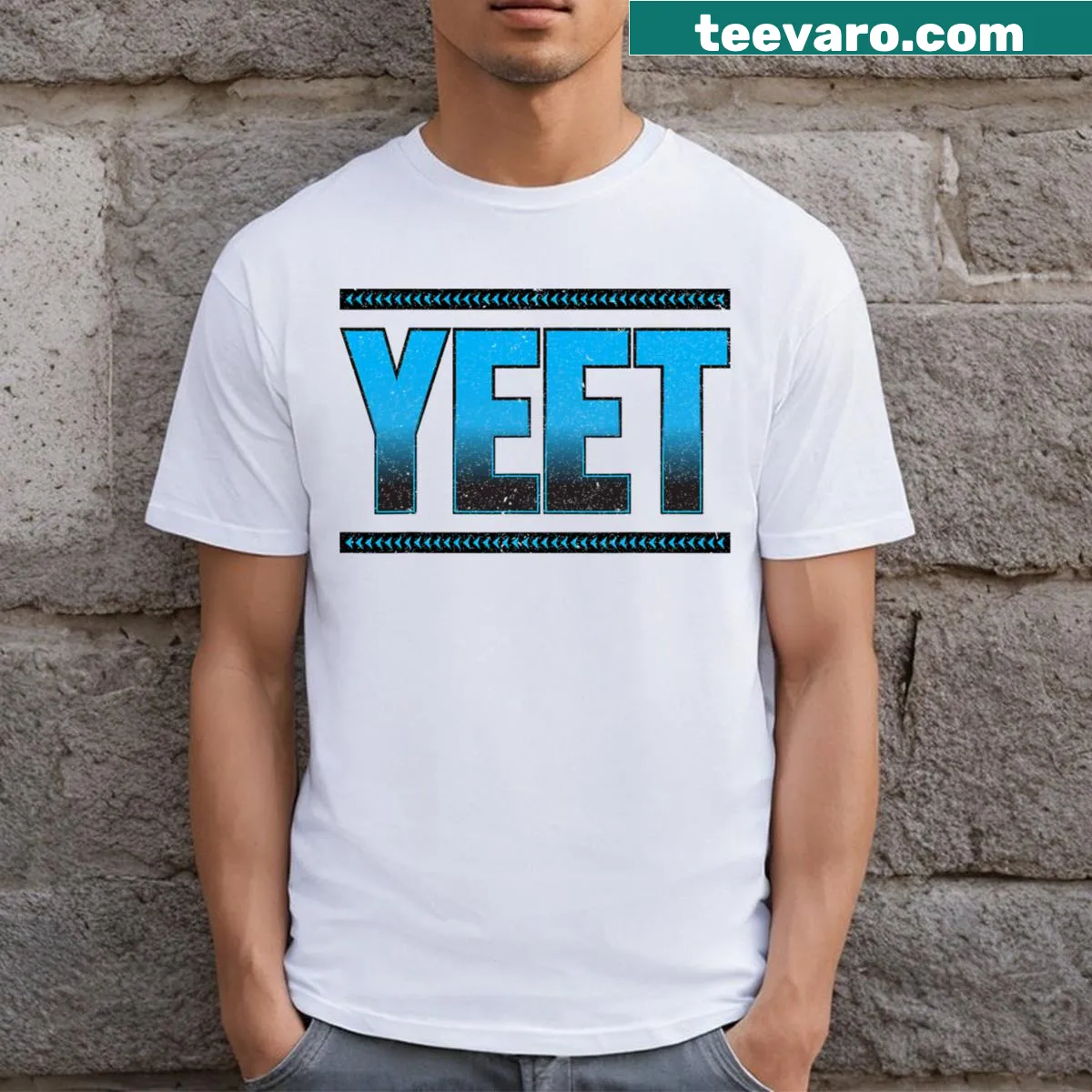 Vintage T-shirt featuring the phrase 'Yeet' and Jey Uso's name — on a men's t-shirt