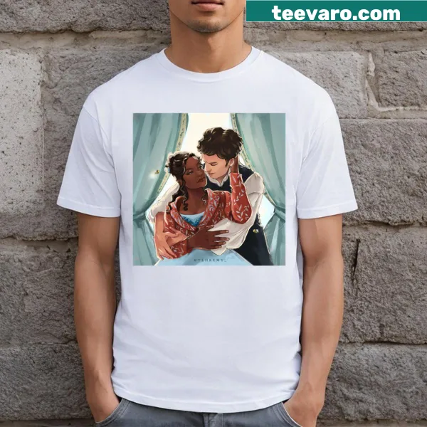 Illustrated t-shirt featuring Viscount and Viscountess from Bridgerton