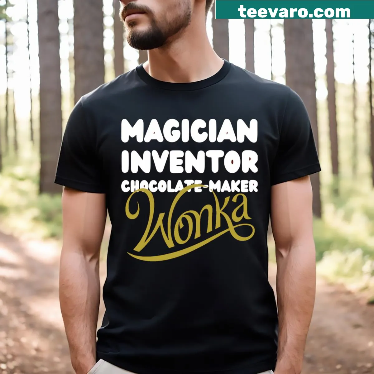 Willy Wonka t-shirt with fun design based on the movie — on a men's t-shirt