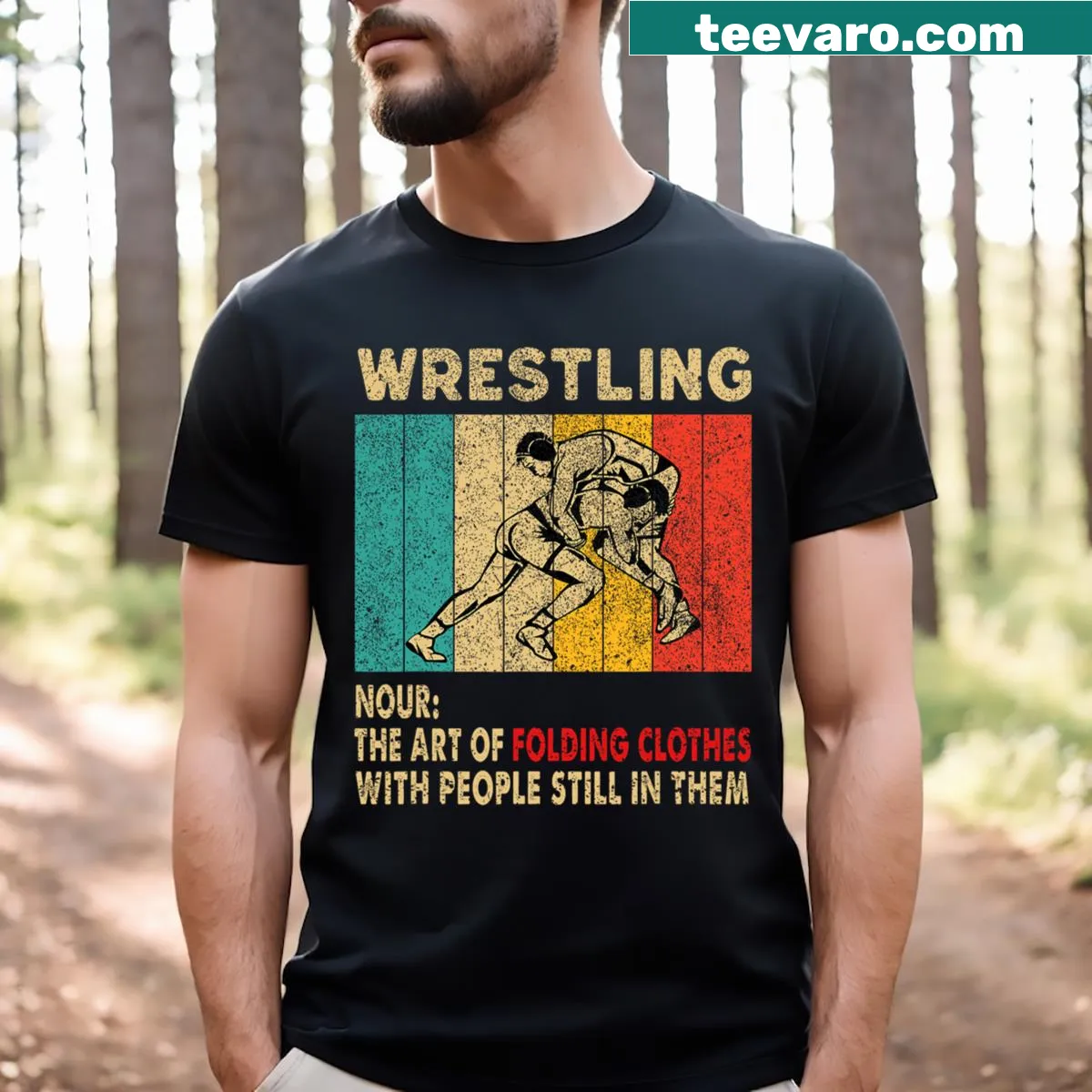 Wrestling t-shirt with humorous definition of wrestler — on a men's t-shirt