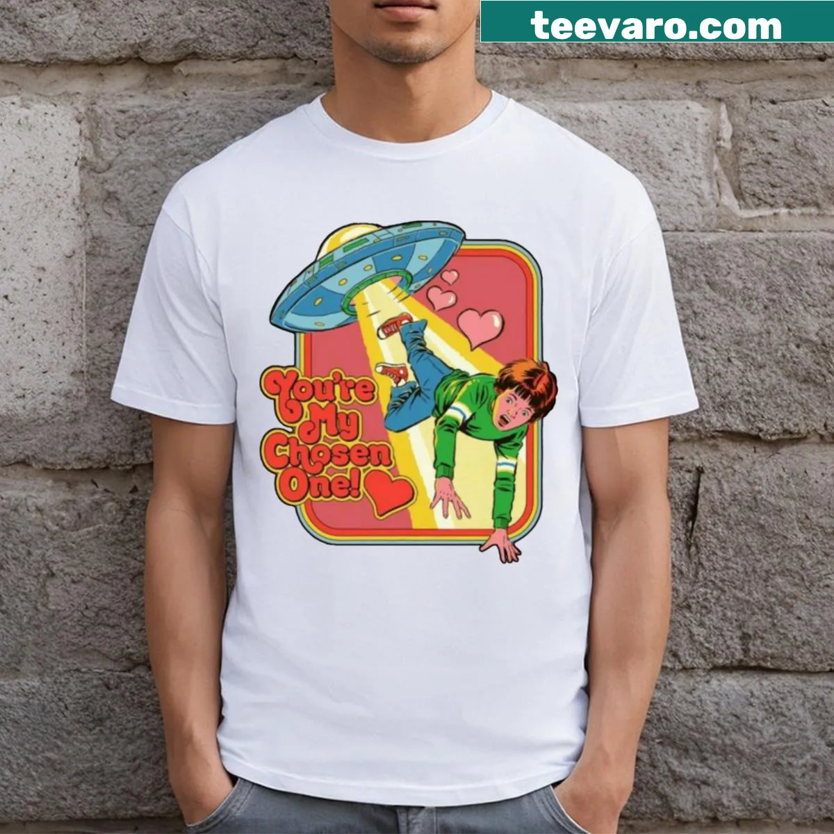 Heartwarming tee with You're My Chosen One text — on a men's t-shirt