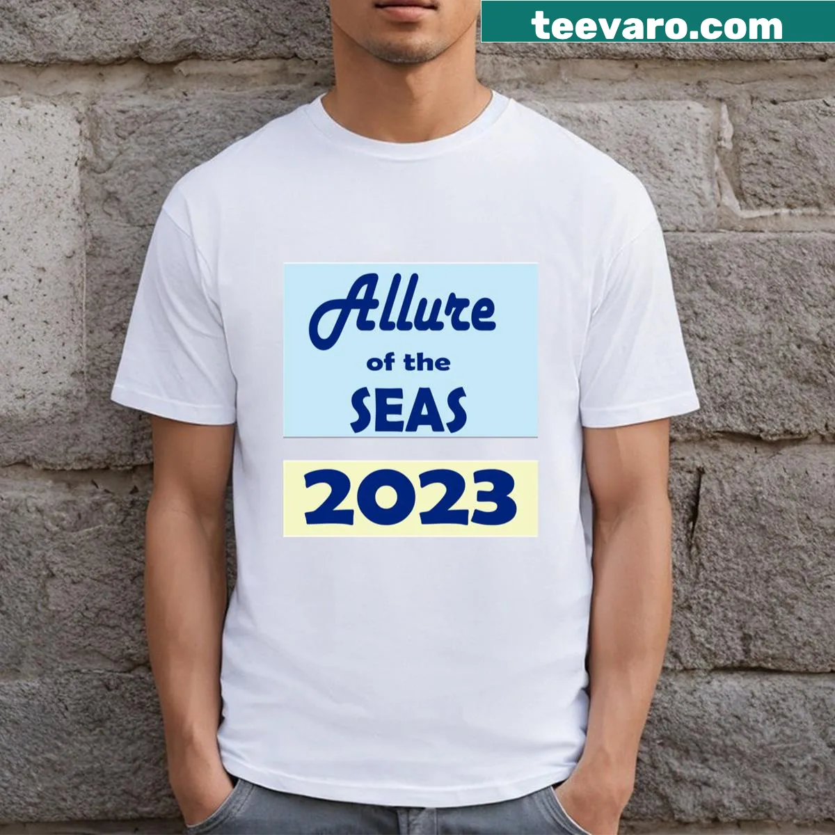 Graphic T-shirt celebrating the Allure Of The Seas cruise ship — on a men's t-shirt