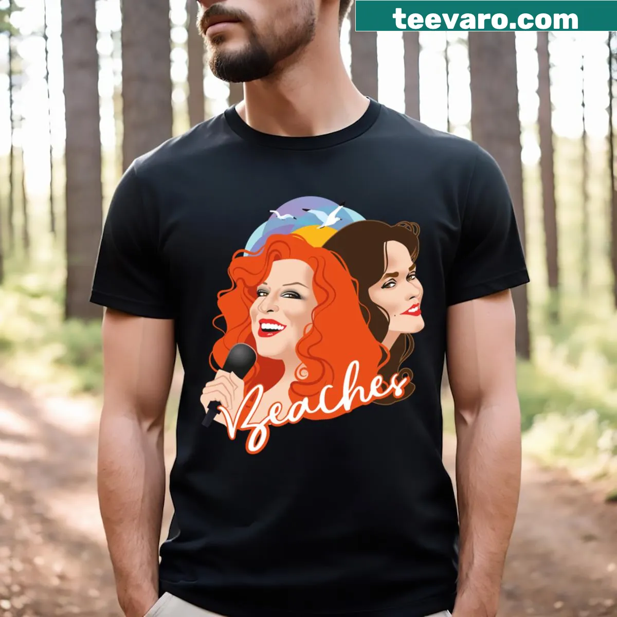 Whimsical beach-themed illustration T-shirt for nature lovers. — on a men's t-shirt