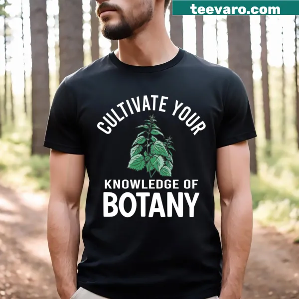 Vintage-style T-shirt featuring botanical flowers and plants sayings.