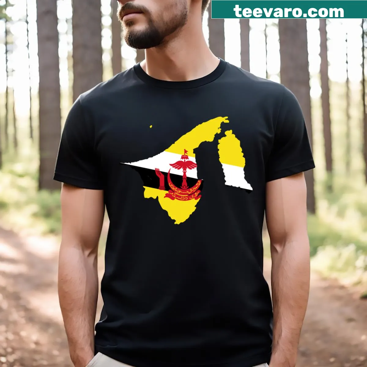 T-shirt featuring a detailed map of Brunei — on a men's t-shirt