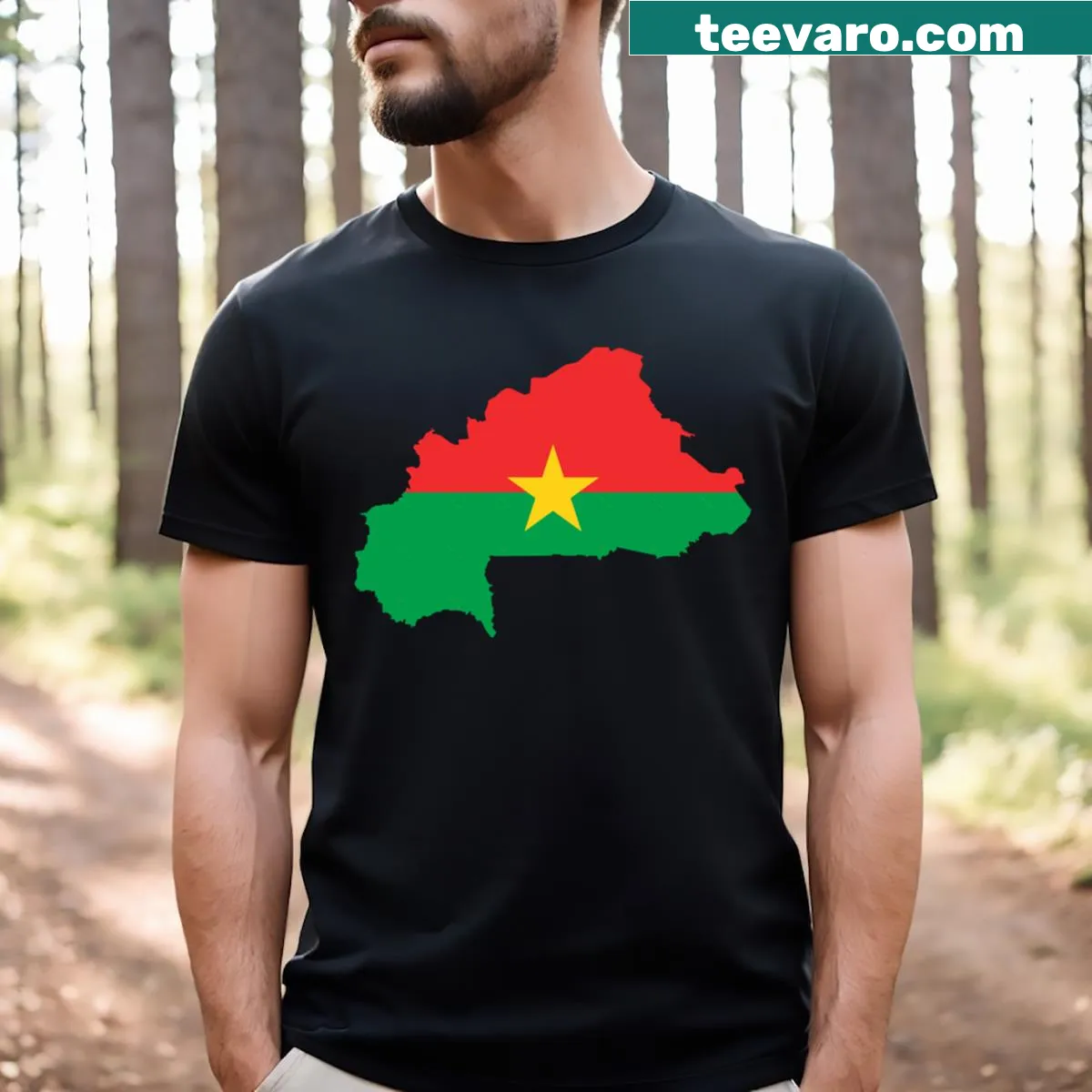 T-shirt featuring a detailed map of Burkina Faso — on a men's t-shirt