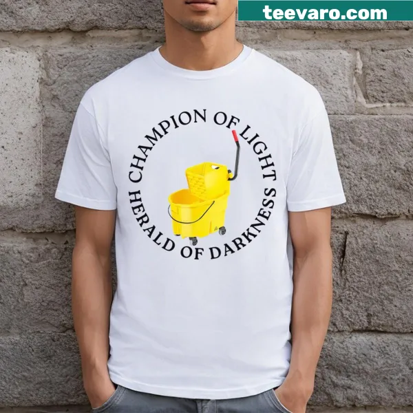 Fantasy-themed T-shirt with 'Champion Of Light Herald Of Darkness' text.