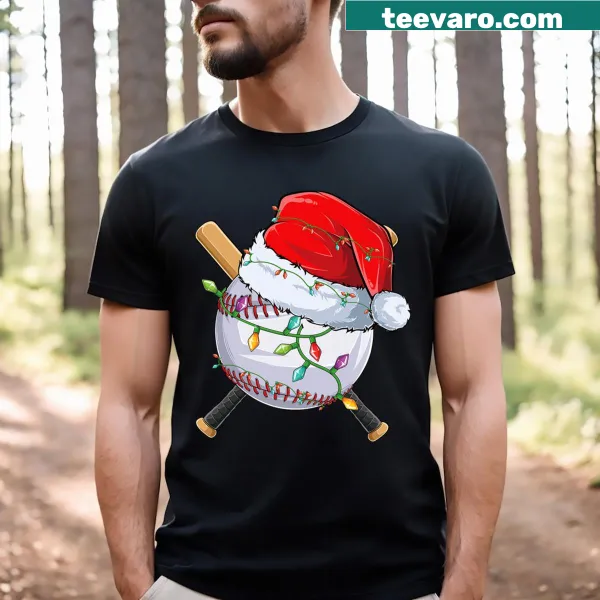 Vintage-style Santa baseball t-shirt for Christmas