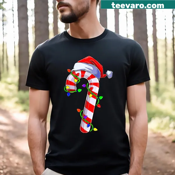 Cute kids Christmas t-shirt with Santa hat and candy cane design