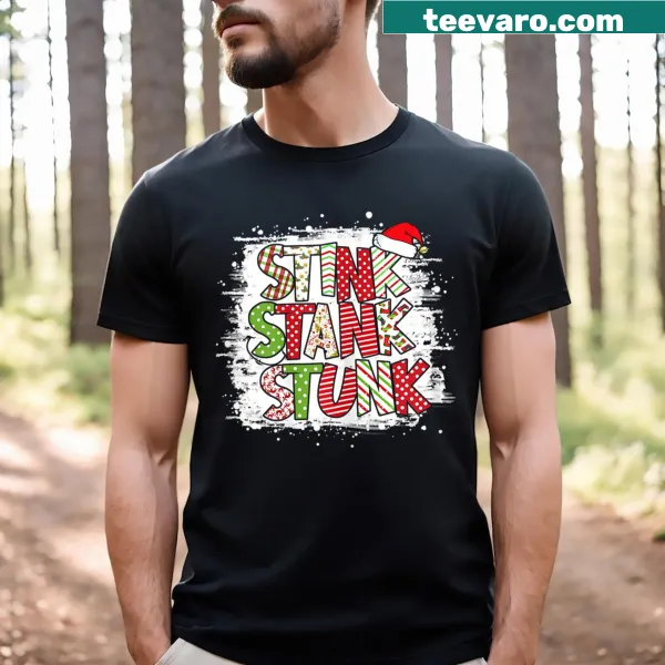 Cute family matching Christmas shirt with Stink Stank Stunk text