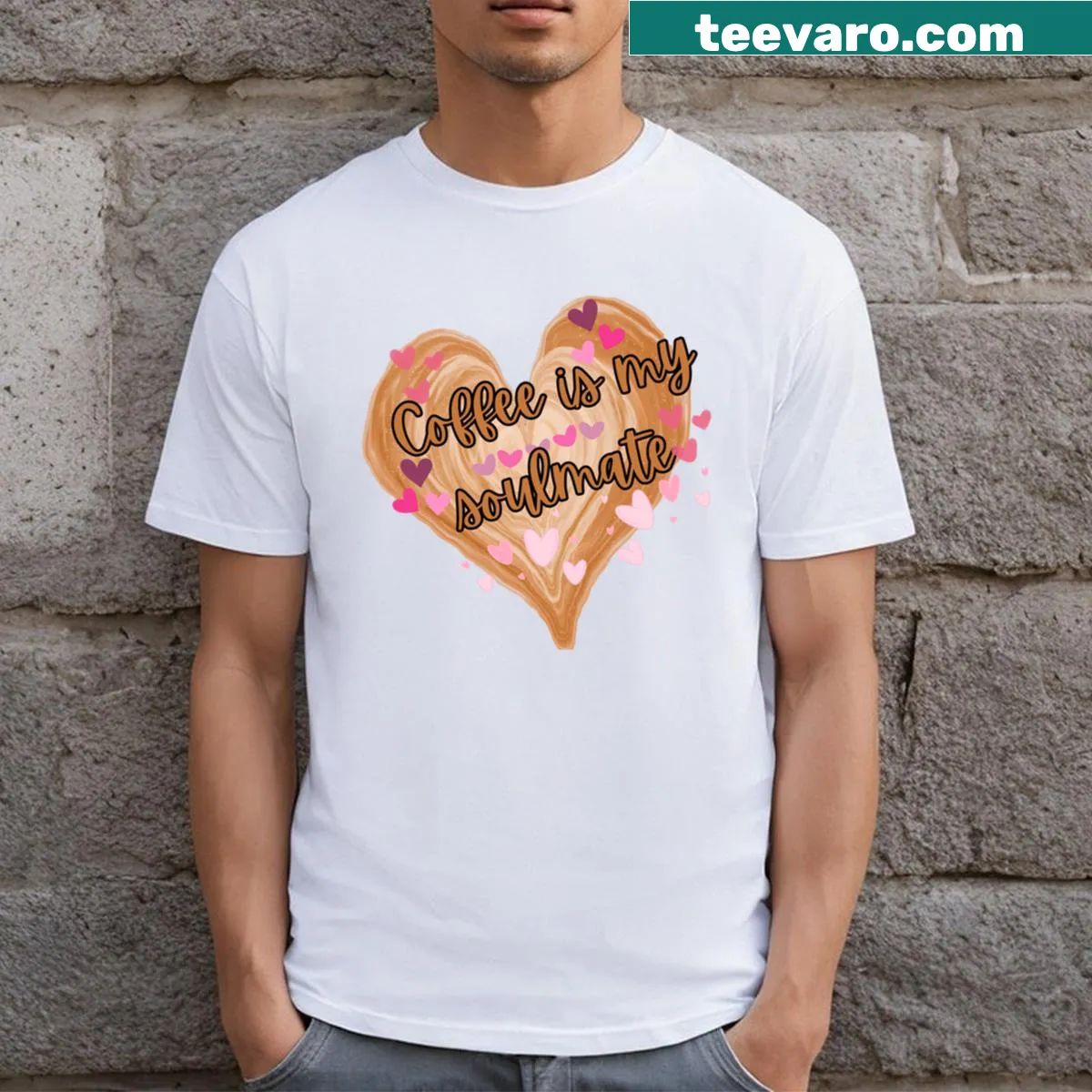 T-shirt with a typography design declaring 'Coffee Is My Soulmate.' — on a men's t-shirt