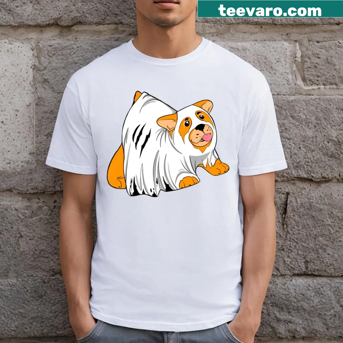 Whimsical shirt featuring cookie cutter bear illustration — on a men's t-shirt