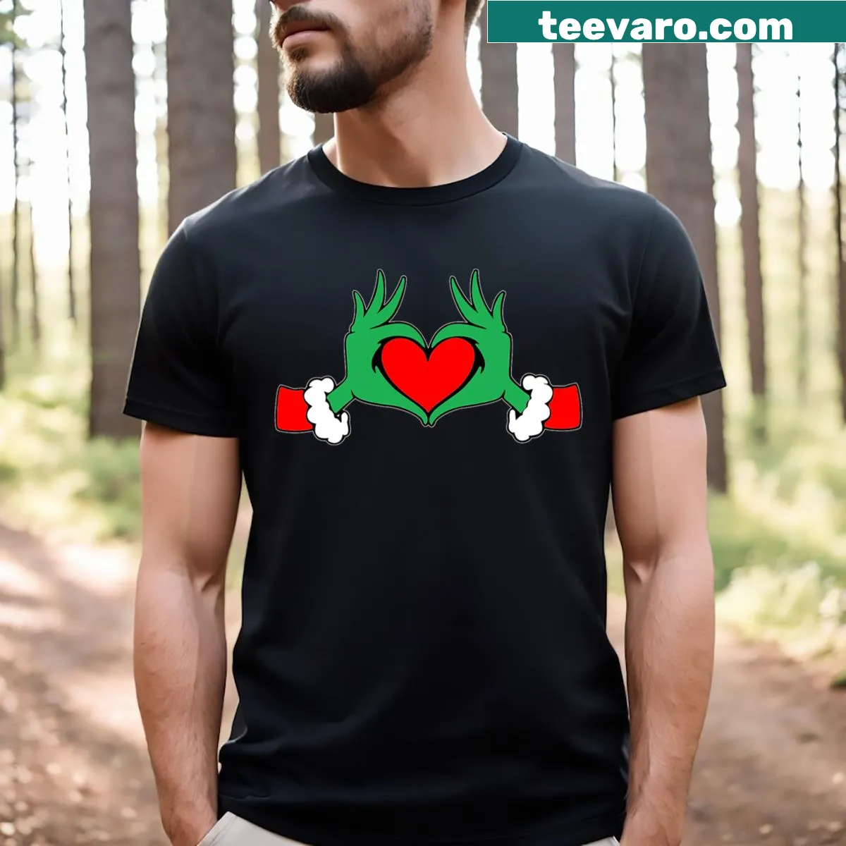 Cartoon elf giving heart illustration on Christmas T-shirt — on a men's t-shirt