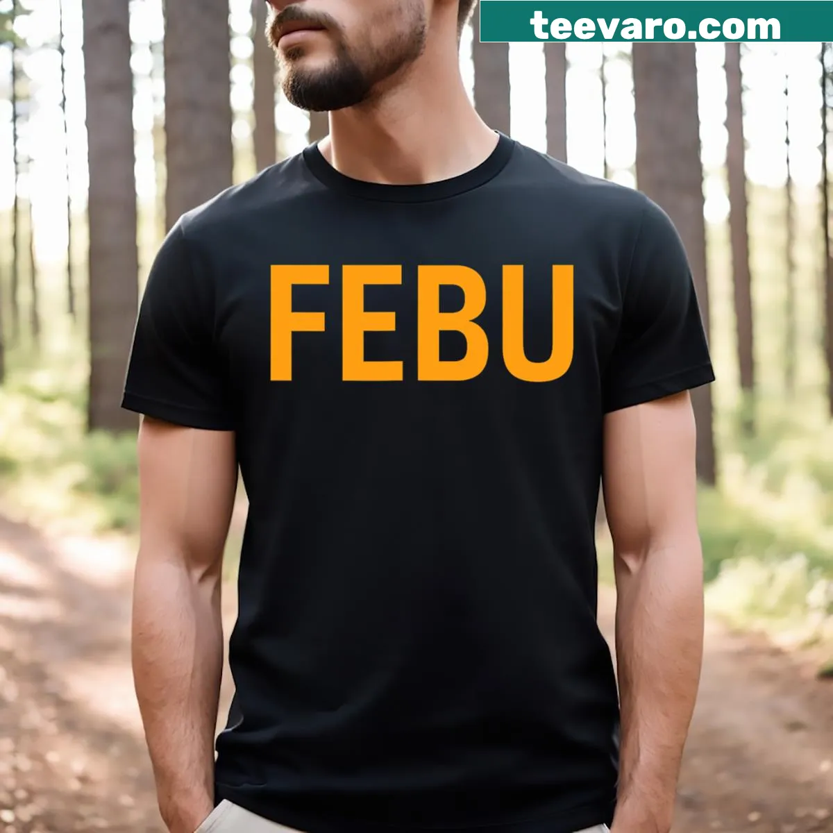 Simple T-shirt with 'Febu' text related to Oregon — on a men's t-shirt